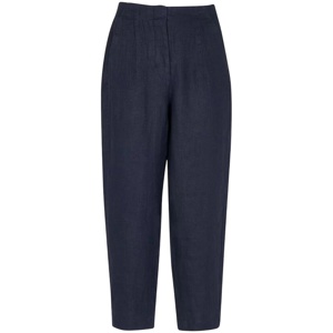 Whistles Navy Linen Barrel Leg Trouser